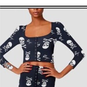 In search of do not buy Betsey Johnson Navy Skull Crop Top